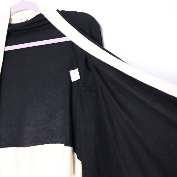 GOLDE Drape Cardigan Waterfall Silk Cashmere Colorblock Black Ivory Women's S - Picture 4 of 9